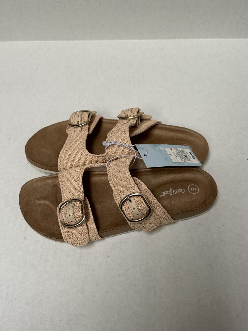 Cat & Jack Kids' Girls Drew Two Band Sandals Tan Size 5